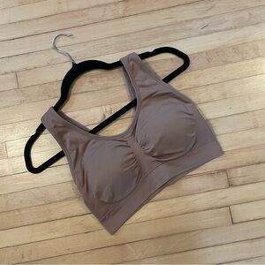 LANDS' END Barely There Pullover Bra Seamless Lightweight Wireless Dark Nude